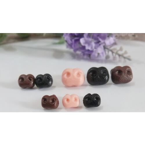 30pcs/lot 6x8mm/8x10mm/10x12mm smooth stem plastic toy nose animal nose no washer for diy doll findings--black/brown/flesh color