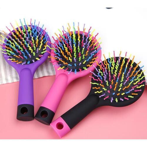 1pcs Portable Rainbow Airbag Comb Hairdressing Anti-static Makeup Air Cushion Massage Comb With Mirror For Hair Styling Tool