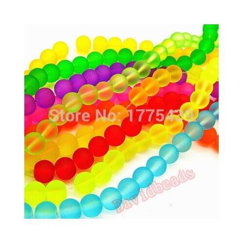Fctory Price Mix Color Dull Polish Fluorescent Round Iridescent Neon Glass Spacer Beads For DIY Necklace&Bracelet diy