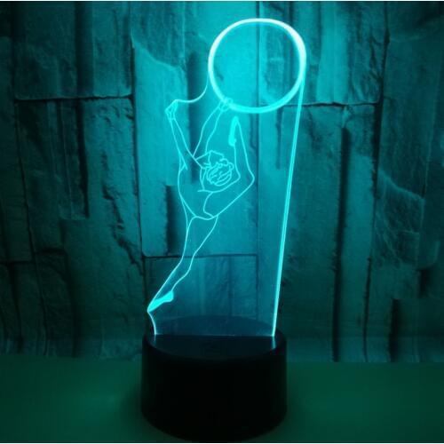 Rhythmic Gymnastics 3d Small Night Light Seven Color Touch Remote Control Led Vision 3d Light Fixtures Usb Led Lamp
