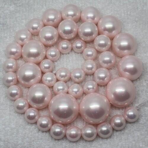 8-16mm Pink shell Bead mother Pearl gradually Necklace Round DIY Spacer Loose Beads 18"