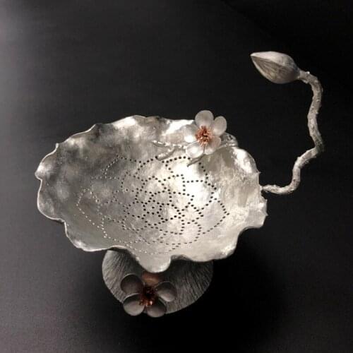 Handmade Pure Tin Tea Infusers Metal Tea Strainers Creative Teapot Colander Tea Set Manual Coffee Percolator Spice Filters