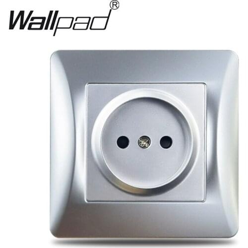 Silver Russia Socket Plastic Panel Wallpad Silver 16A 2 Pin EU Russia Standard Power Socket without Ground with Claws Round Back