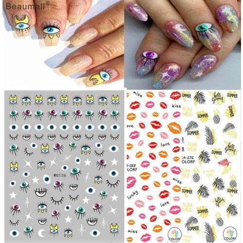 Fashion Type Nails Art Manicure Back Glue Decal Decorations Nail Sticker For Nails Tips Beauty