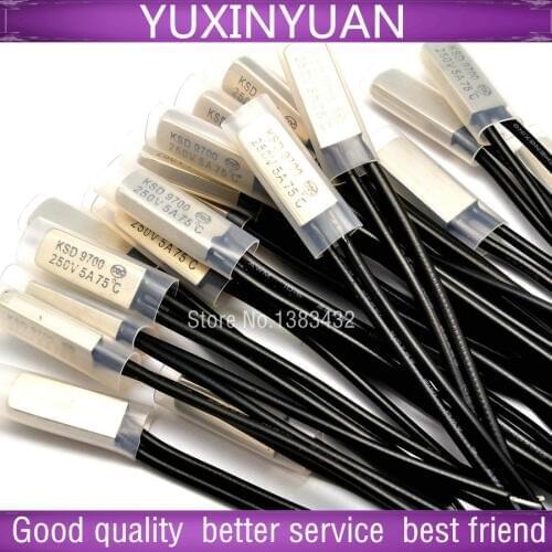 Temperature control switch KSD9700 75 degrees normally closed thermal protector/temperature controller 5 a/250 v 10pcs/lot