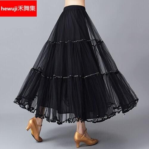Lady Modern Dance Skirt No Top Half Length Ballroom Dancing Skirt Waltz Tango Pendulum Costumes Diamond Square Dance Suit B-6892