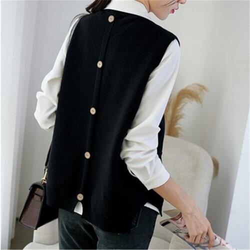 Women Vest Sweater 2021 Fashion Knitted Sweater Loose Vintage Female Waistcoat Oversize Sweater Tops Women Clothes Outfit