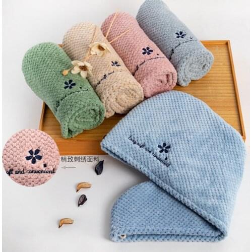 Women Quick Drying Towel Serviette Microfiber Reusable Wearable Towels with Embroidery Bath Towels for Adults Shower Head Wraps