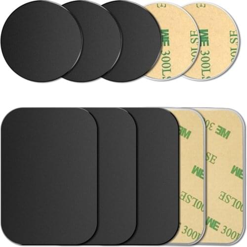 1/5/10 Pcs Thin Metal Plate for Magnetic Car Phone Holder Iron Sheet Sticker Disk Magnet Phone Stand Mount Round Retangle