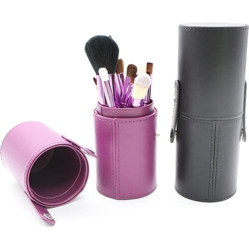 12pcs Professional Complete Travel Makeup Brushes Holder Tube Convenient Portable Leather Cup Natural Hair Beauty Make Up Tool