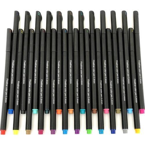 24PCS Color 0.4 mm Fiber Marker Pen Fineliners Markers Sketch Drawing Art Painting Professional Felt Tip Fine Hook Line Pen