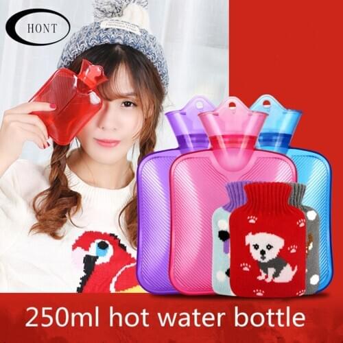 250ml mini pvc hot water bottle for hands little rubber hot water bottle with fleece cover Fur cover