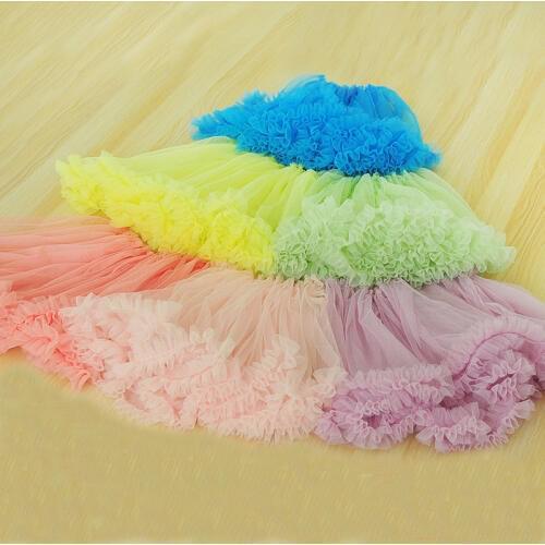 4Meters White Ruffled Folded Tulle Lace Trim Soft Mesh Fabric For Woman Dress Costume Dolls DIY Sewing Crafts Blue Pink Yellow