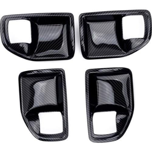 4Pcs Carbon Fiber Style ABS Interior Door Handle Bowl Cover Trim Fit for Jeep Wrangler JK 2011 2012 2013 2014 2015 2016 2017