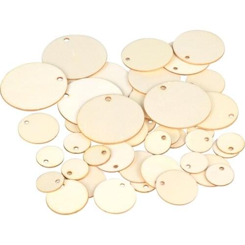 50/100 Pieces 2/3/4/5cm Hang Crafts DIY Wood Calendar Blank Round Embellishment Rings Cards for Birthday Board Hang Tags Circle