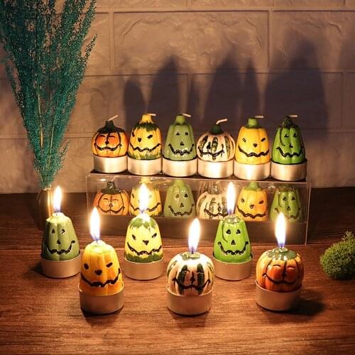 6pcs Halloween Tealight Candles Pumpkin Candles Lantern For Home Party Halloween Decoration
