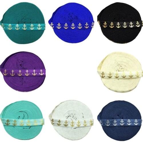 11colors 5Yards 16mm Black Gold Foil Hair Elastic Ribbon FOE for sewing accessories DIY Hair Ties