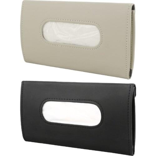 D7YA Car Front Sun Visor Napkin Holder Face Mask Holder Leather Tissue Box Tissue Storage Case Holder Car Decoration