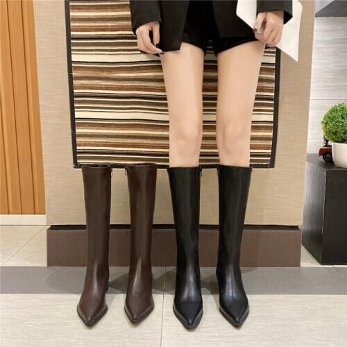 Skinny rider boots Women Winter Shoes PU Leather Ankle Boots Black Female 2021 Autumn Chelsea Boots Fashion Platform Booties 39