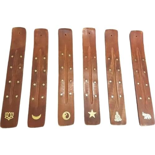 Star Moon Wood Incense Burner Holder Handmade Wooden Incense Stick Burner