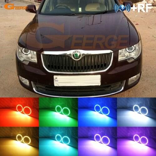 Excellent RF remote Bluetooth APP Control Multi-Color RGB led angel eyes kit For Skoda Superb 2 II 2008 2009 2010 2011 2012 2013