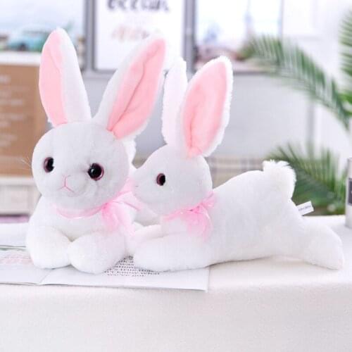Simulation White Rabbit Plush Stuffed Soft Toys Sleeping Cartoon Bunny Pillow Animals Children Birthday Gift Kawaii Room Decor