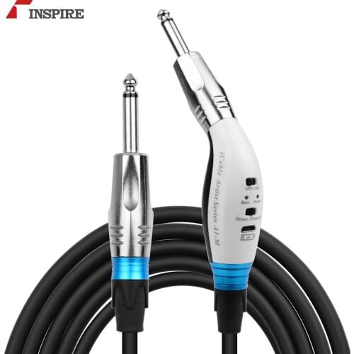 INSPIRE A1-M HiFi Guitar Cable Musical Instrument Cord Audio Cable Direct/Preamp Modes 1/4 Inch 6.35mm Straight TS Plugs