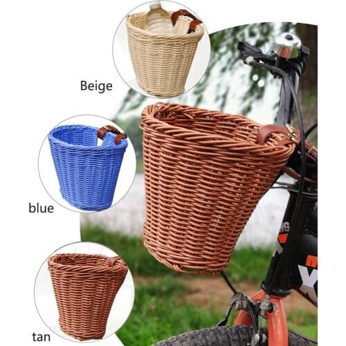 Kids Front Handlebar Rattan Handwoven Bike Basket Kids Woven Bike Basket For Boys And Girls Bicycles Wicker Basket