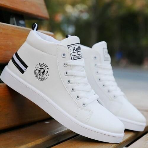 Mr Co Casual Sneakers High Top Shoes Men White Sport Shoes 2020 New Arrival Ankle Boots Leather Sneakers Male Shoes
