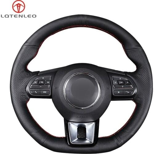 LQTENLEO Black Genuine Leather DIY DIY Hand-stitched Car Steering Wheel Cover For MG MG3 MG6 2017 2018 MG ZS HS GS 2017-2019
