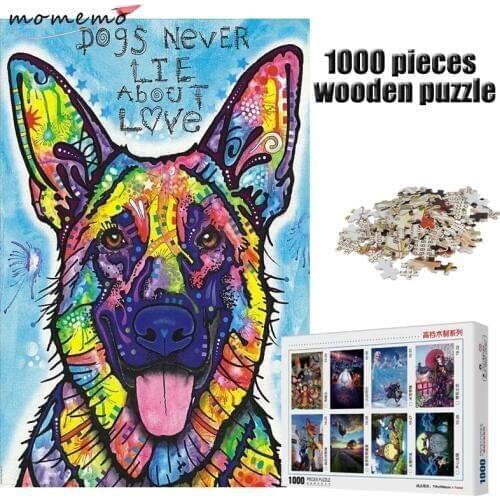 MOMEMO Color Dog 1000 Pieces Puzzle Adults Entertainment Assembling Toys 1000 Pieces Wooden Jigsaw Puzzle Game Kids Toys Gifts
