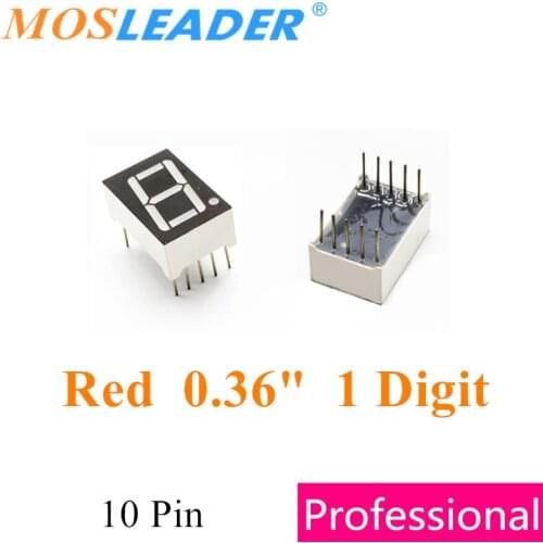 Mosleader 500pcs 10P 1 Digit 0.36" Dip Display 1 Bit Digit Red Common anode Common cathode 0.36 inch Digital Tube