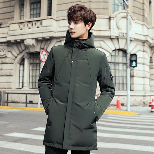 Mens Winter Duck Down Jackets Business Long Thick Winter Down Coat Men Solid Parka Fashion Overcoat Outerwear Warm Male JK-816