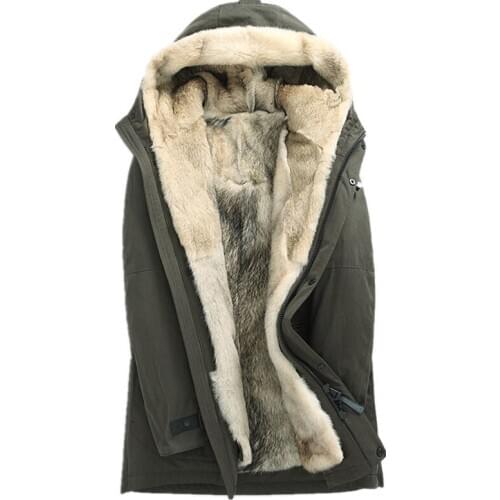 Real Fur Coat Natural Wolf Fur Parka Mens Winter Jacket Male Luxury Warm Jackets Streetwear Long Coats Veste L17-1580 MY1861