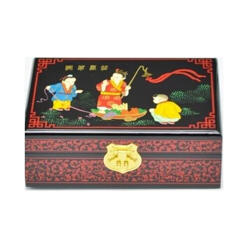NEW Chinese handmade classic wooden lacquer & child play 2 layers Jewelry box