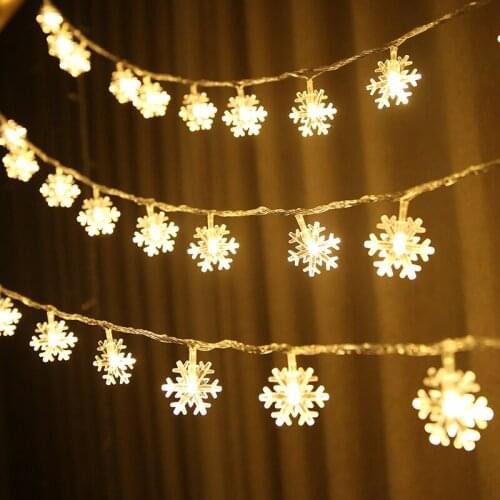 New Year 2021 Decoration Christmas Tree Decoration Lantern String Light Snowflake Merry Xmas Party Garland Outdoor 5z