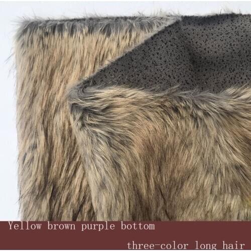 Autumn and winter artificial fur, sesame dot jacquard plush, natural color, yellow-brown-purple three-color long hair