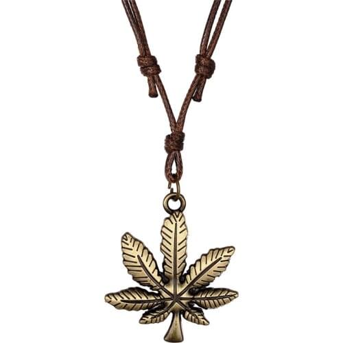 New Handmade Vintage Leather Maple Leaf Pendant Necklace Rope Chain Necklaces Men&Women Punk Jewlery Accessories Gift Wholesale