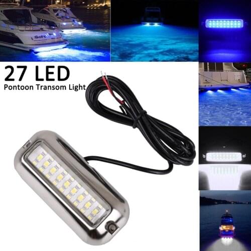27LED 12V Boat Transom Light Underwater Pontoon Marine Ship Boat Accessories Light Stainless Steel Waterproof Marine Light