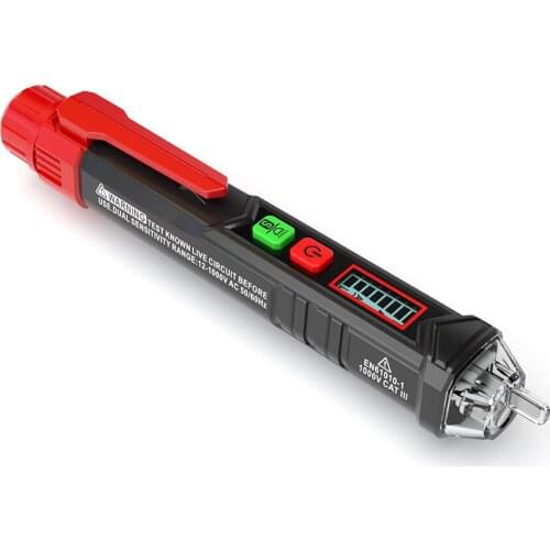 HABOTEST HT100 Portable Non-contact AC Voltage Tester Pen 12V/48V~1000V Shaped V~Alert Detector with Sound and Light Alarm