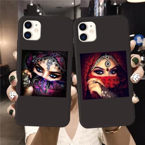 Luxury Muslim Islamic Gril Eye Makeup Phone Case for iPhone 6S 7 8 Plus X Xs XR 11 Pro Max SE 2020 Silicone Woman Face Cover