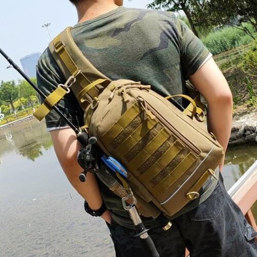 Fishing Lure Chest Bag Sling Military Backpack Outdoor Hunting Single Shoulder Bags Molle Men Tactical Camping Assult Bag X198+A