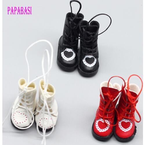 1pair PU Leather 1/8 doll Boots For BJD 1/6 dolls Shoes for Blythe Licca Jb Doll Mini Boot 3.2cm et004