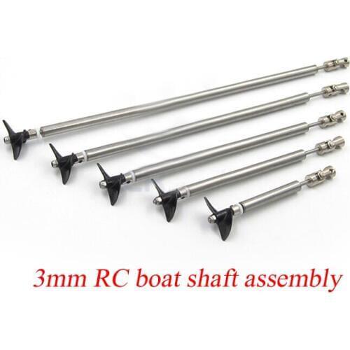 3mm Drive Shaft Assembly 3mm Shaft+Sleeve+Cardan Joint Kit 100/150/200/250/300mm Spare Parts for DIY RC Boat Models