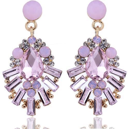 Crystal Opal Stone Waterdrop Drop Earrings Rhinestone Gold Color Piercing Earrings Women Wedding Jewelry Christmas Gift 2018