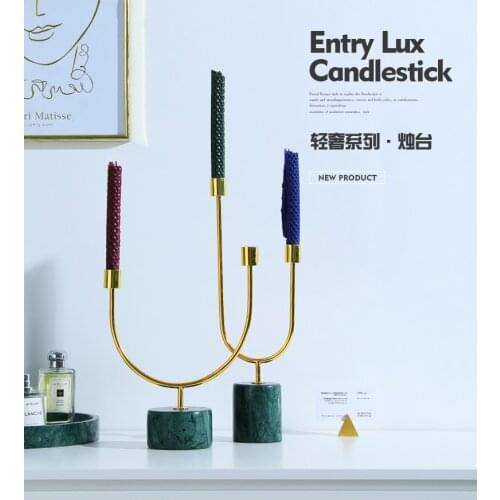 Nordic Marble Light Luxury Table Gold Candlestick Candle Household Romantic Candlestick Dinner Decoration