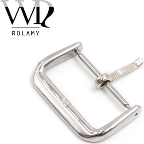 Rolamy 14 16 18 20 22mm Replacement 2mm Tongue Silver Black Rose Gold polished Stainless Steel Pin Buckle For Watchband Strap