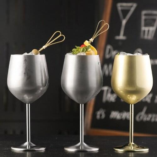 Red wine cup Stainless Steel Goblet Champagne Cup Wine Glass Cocktail Glass Metal Wine Glass for Bar Restaurant 170-520ml