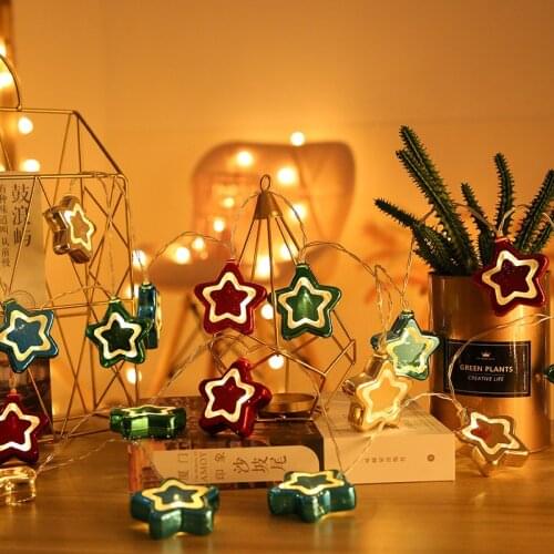 Cracked Star Bell LED Color Light String Christmas Lights Fairy for Wedding Bedroom Decoration Garland Decor Holiday Lighting
