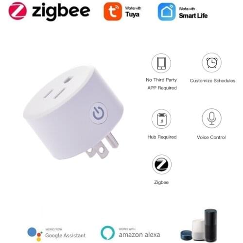 Tuya ZigBee Smart Plug 15A US Adapter Wireless Timer Socket Smart Home Voice Control Work With Alexa Google Home Assistant